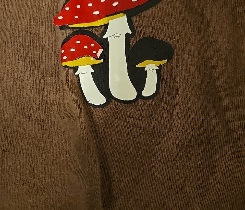 Brown Mushroom Graphic T-Shirt S